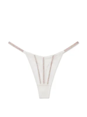 Трусики Victoria's Secret Sheer Shine Thong Panty Coconut White