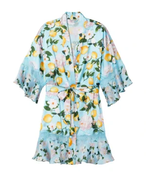 Халат Victoria's Secret Flounce Satin Robe Blue Stripes