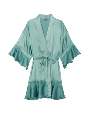 Халат Victoria's Secret Flounce Satin Robe Pink Stripes