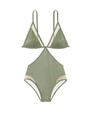 Купальник Victoria's Secret PINK Mesh Cutout One Piece Olive