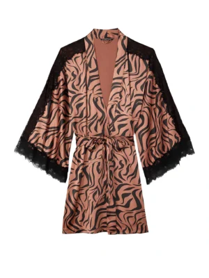 Халат Victoria's Secret Luxe Satin Lace Inset Robe Zebra