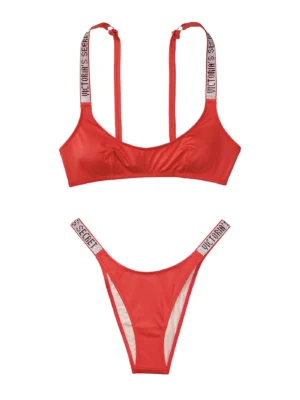 Купальник Victoria's Secret Triangle Red Shine Strap Swim Top & Thong Bottom