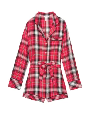 Піжама Фланелева Victoria's Secret Tie Romper Cherry Plaid