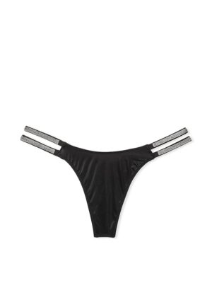 Victoria's Secret Double Shine Strap thong  трусики зі стразами Black