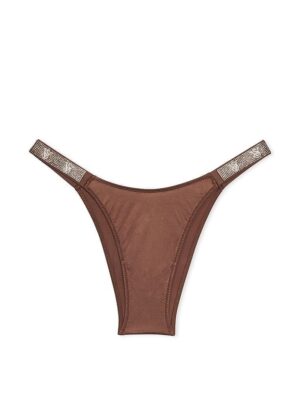 Victoria's Secret Shine Strap Lace Brazilian Panty  ganache трусики стрази шоколад