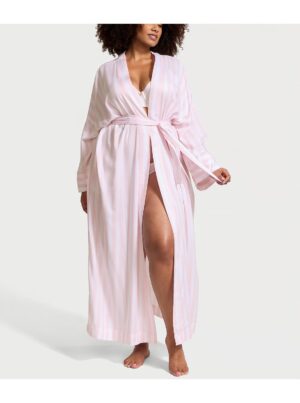 Халат  у смужку Victoria's Secret Pretty Blossom Stripes Cotton Long Robe rose